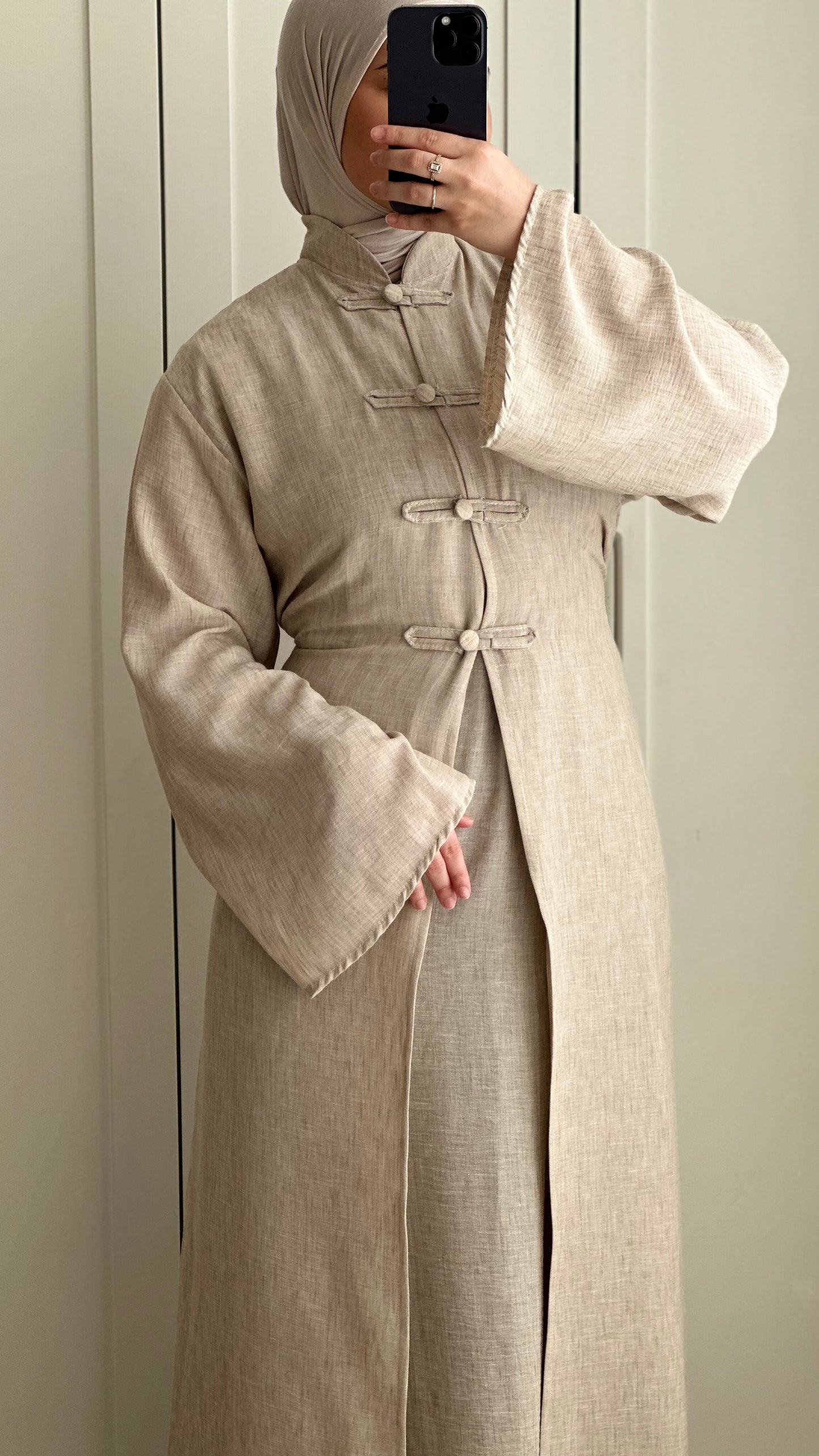 Abaya Harmonie - Effet Lin - Beige