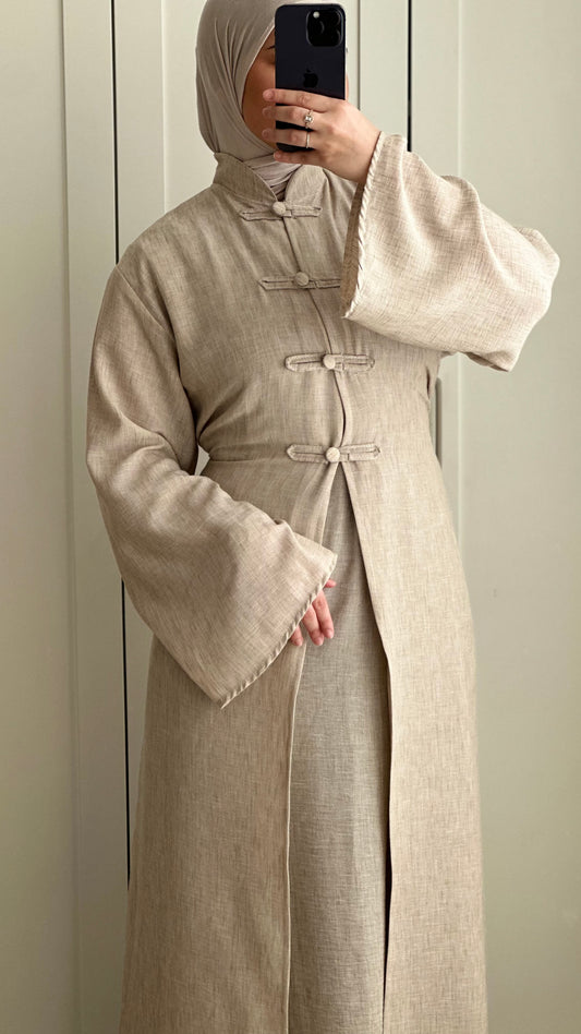 Abaya Harmonie - Effet Lin - Beige