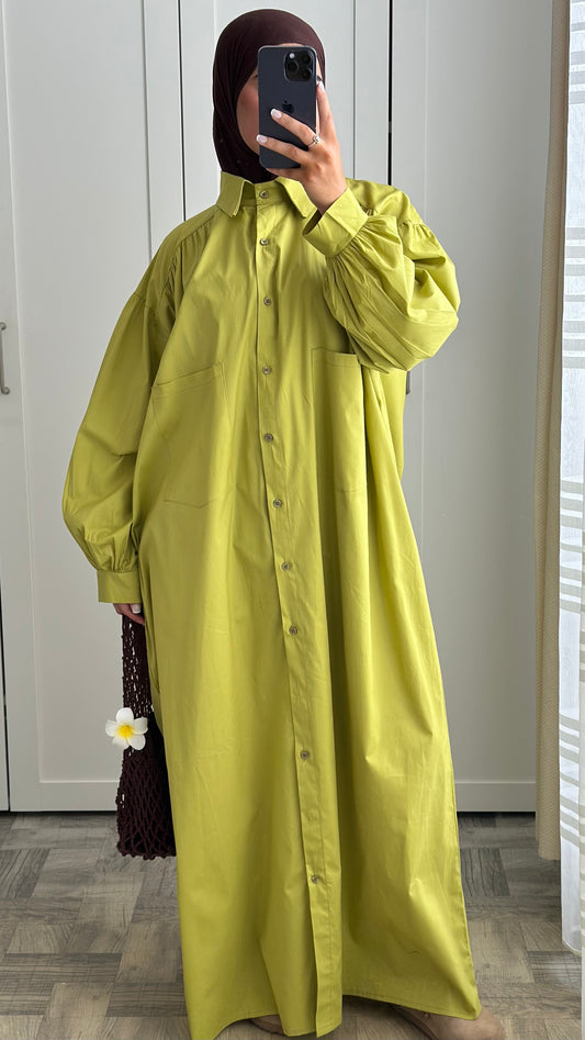 Robe chemises bouffante Olive