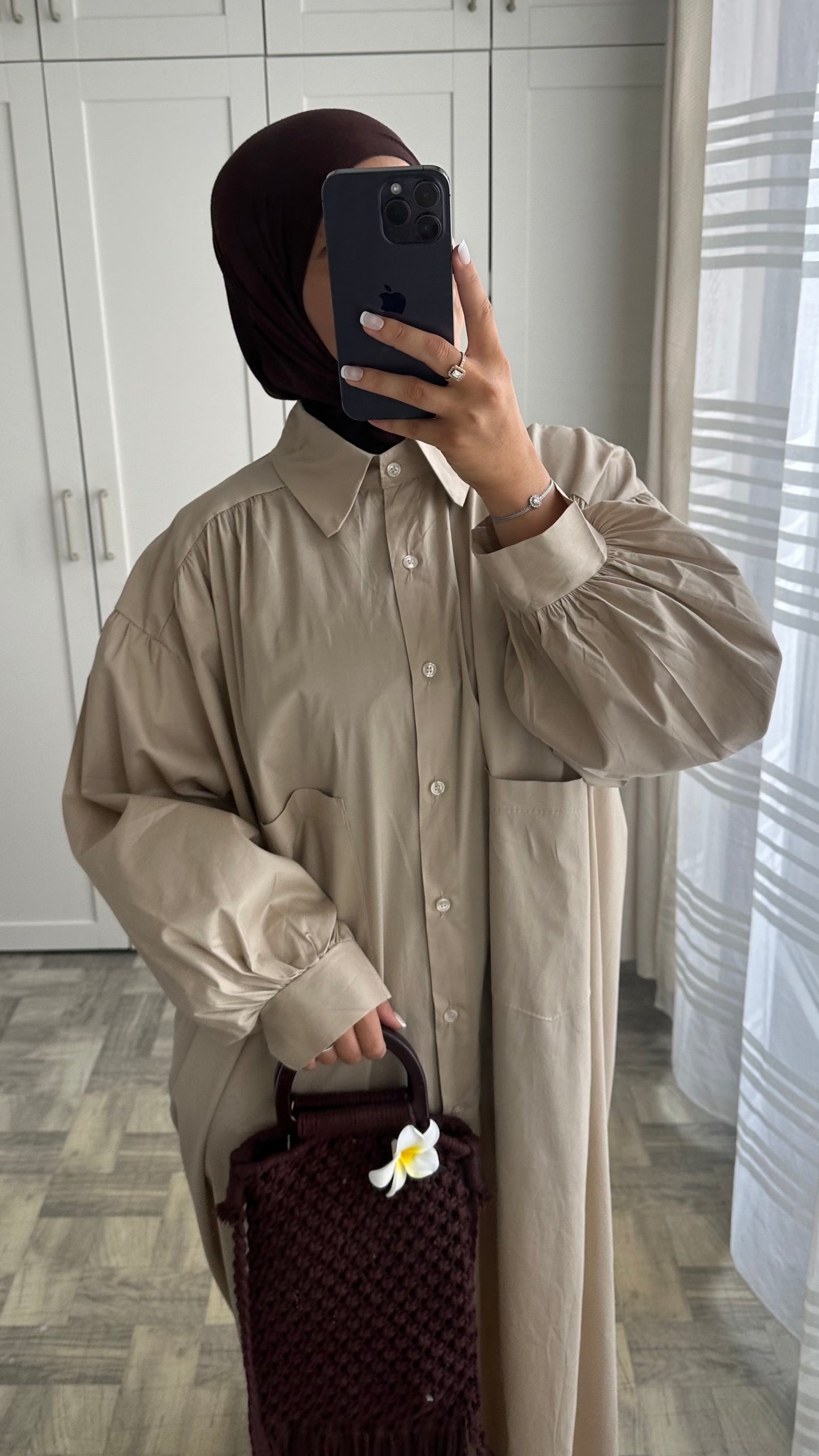 Robe chemises bouffante Beige