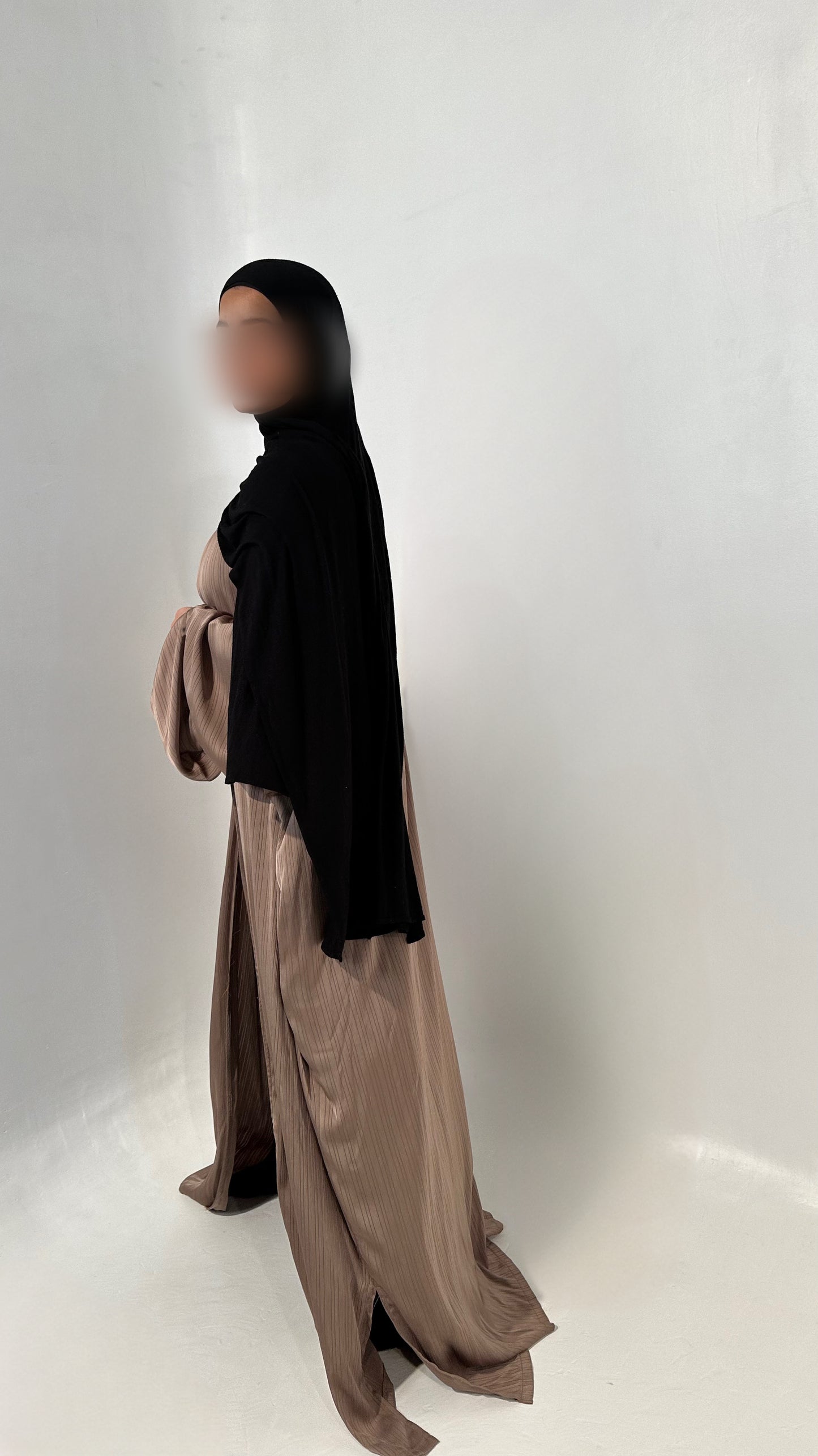 Kimono satiné rayé taupe