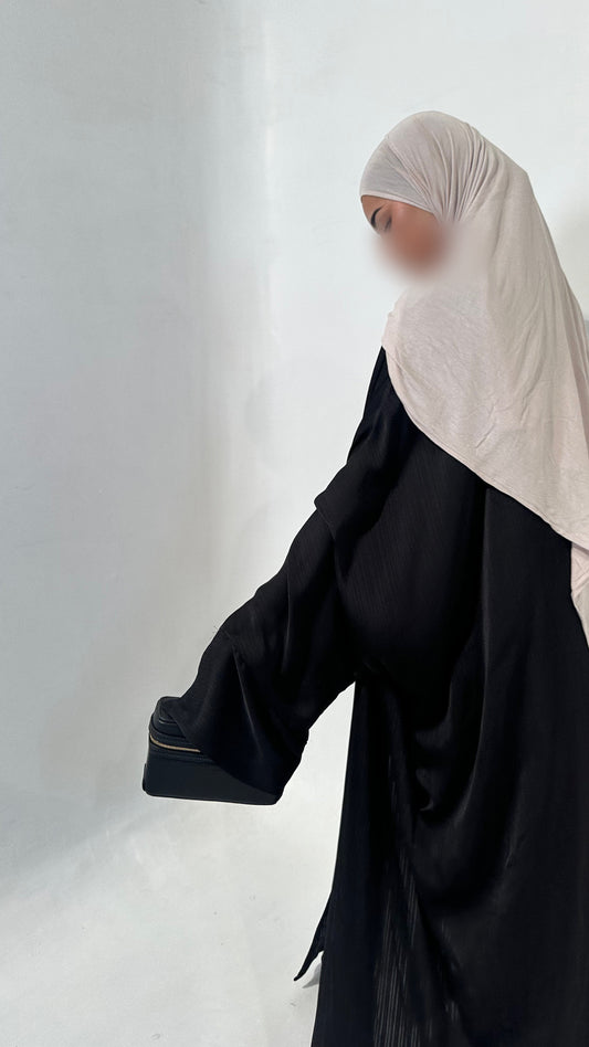 Kimono satiné rayé noir