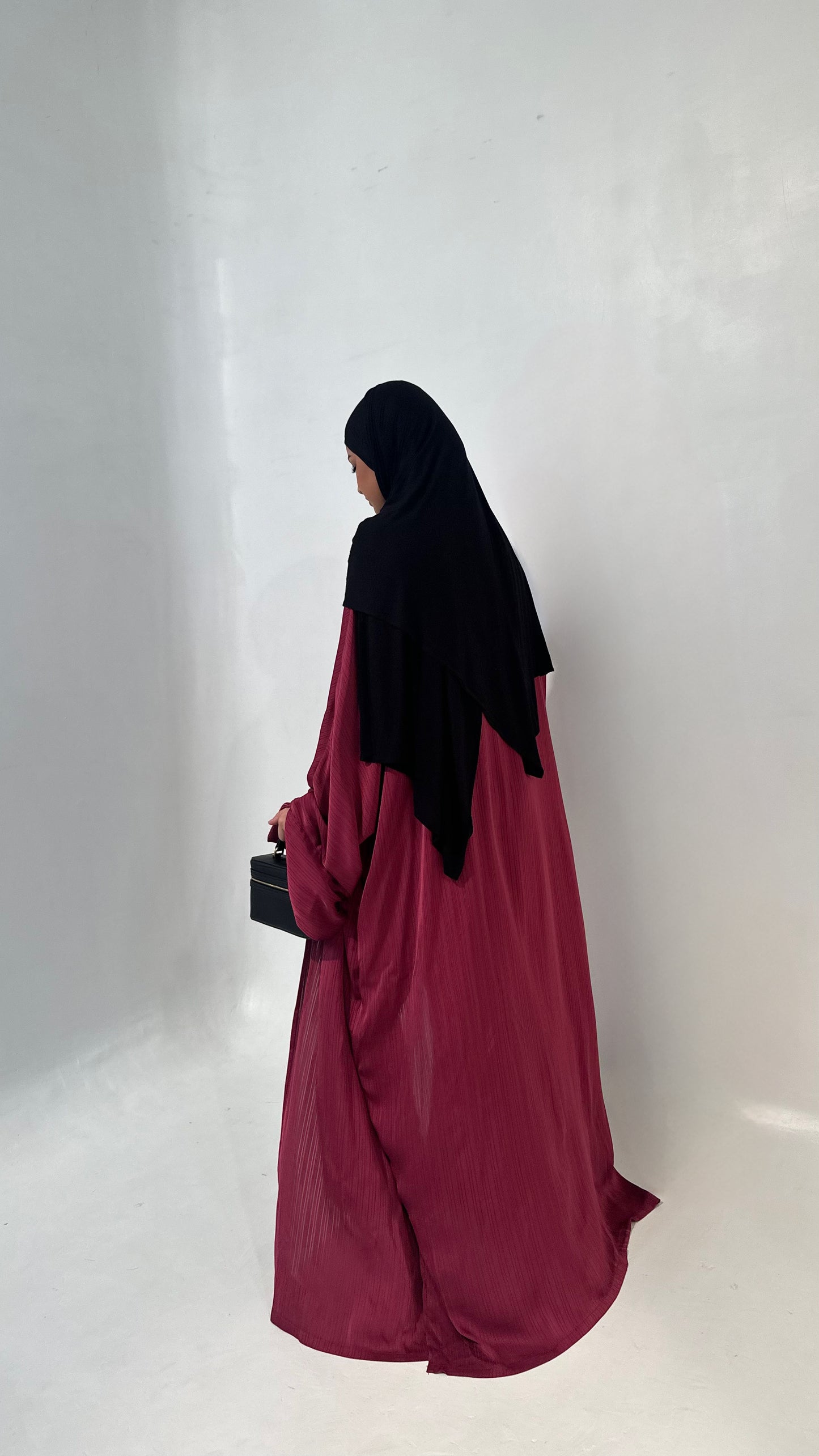 Kimono satiné rayé fuschia