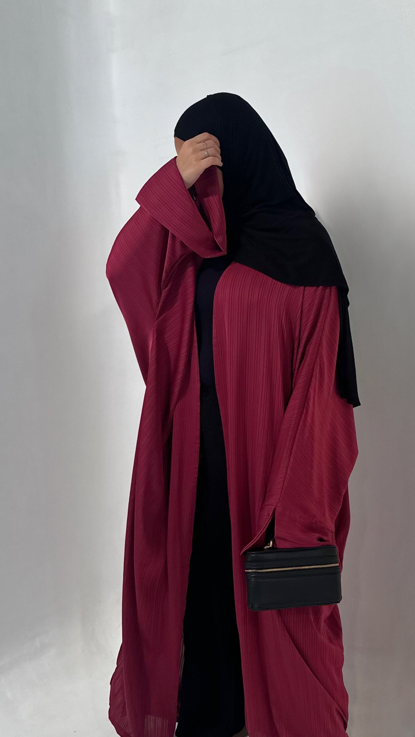 Kimono satiné rayé fuschia