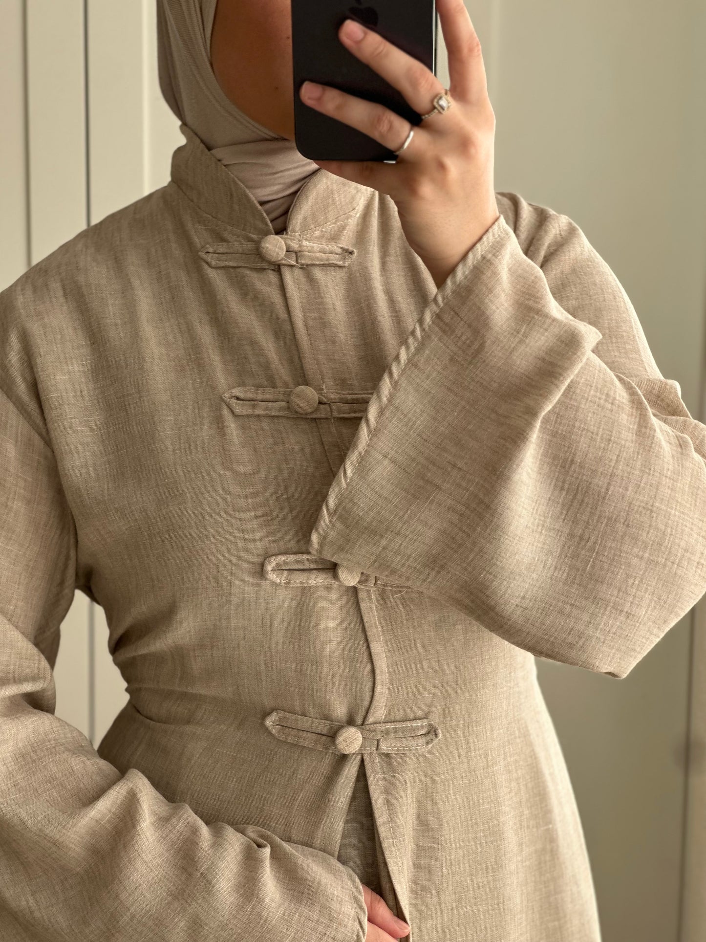 Abaya Harmonie - Effet Lin - Beige