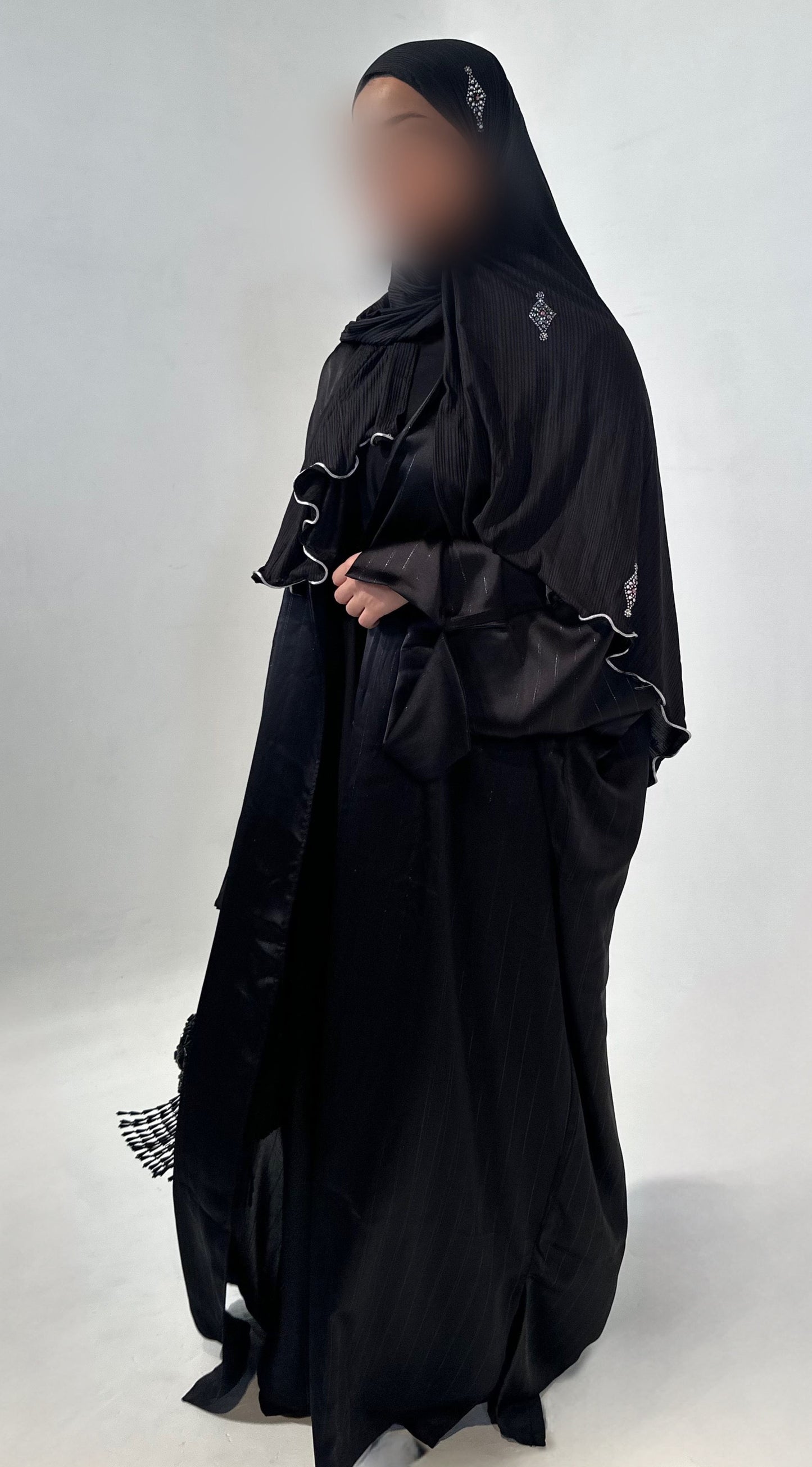 Kimono satin liseret Noir