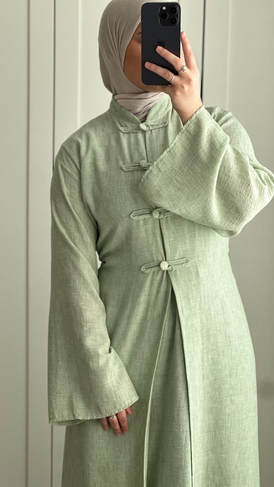 Abaya Harmonie - Effet Lin - Vert
