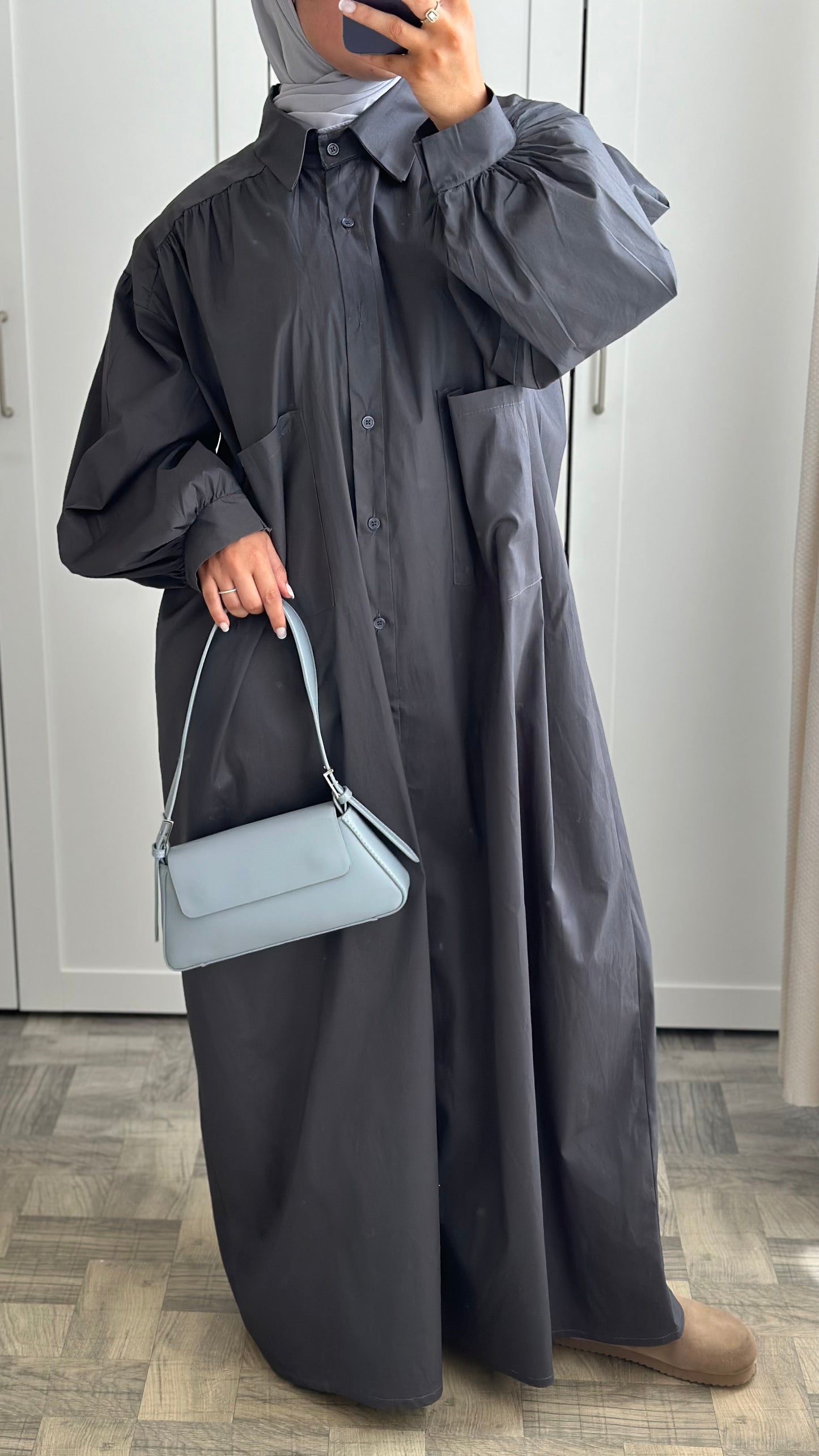 Robe chemises bouffante Gris
