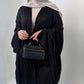 Kimono satiné rayé noir