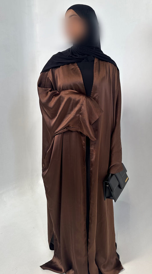 Kimono satin liseret Marron