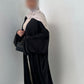Kimono satiné rayé noir