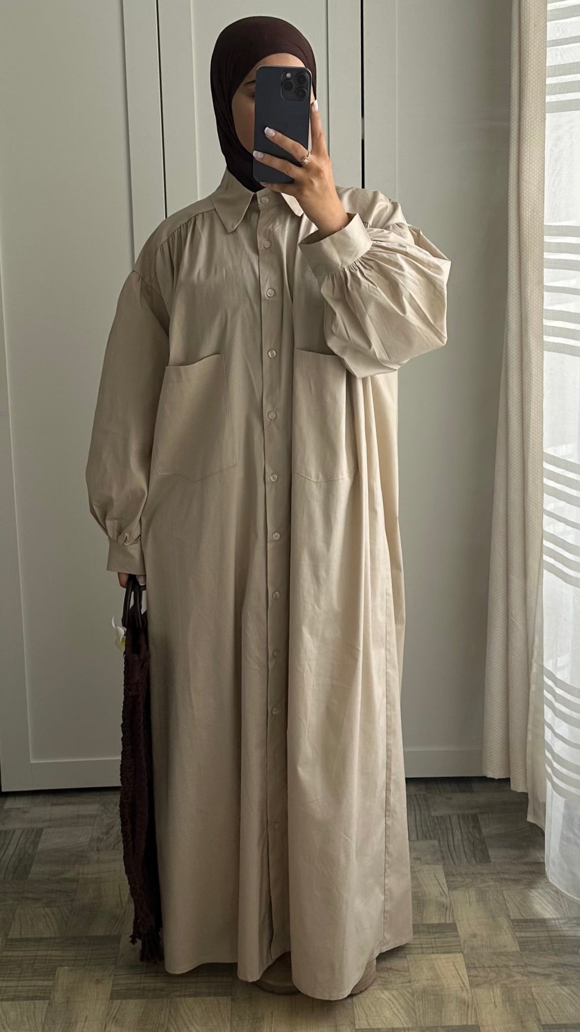 Robe chemises bouffante Beige