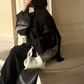 Abaya à frange Noir/ Gris