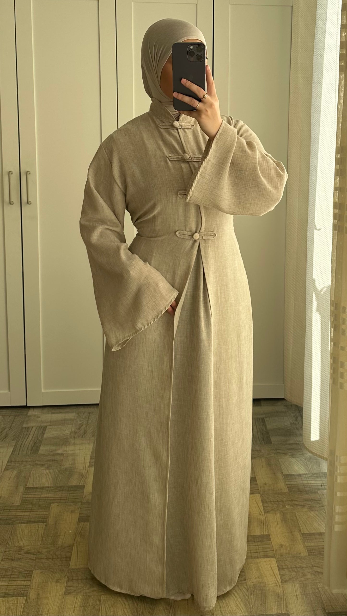 Abaya Harmonie - Effet Lin - Beige