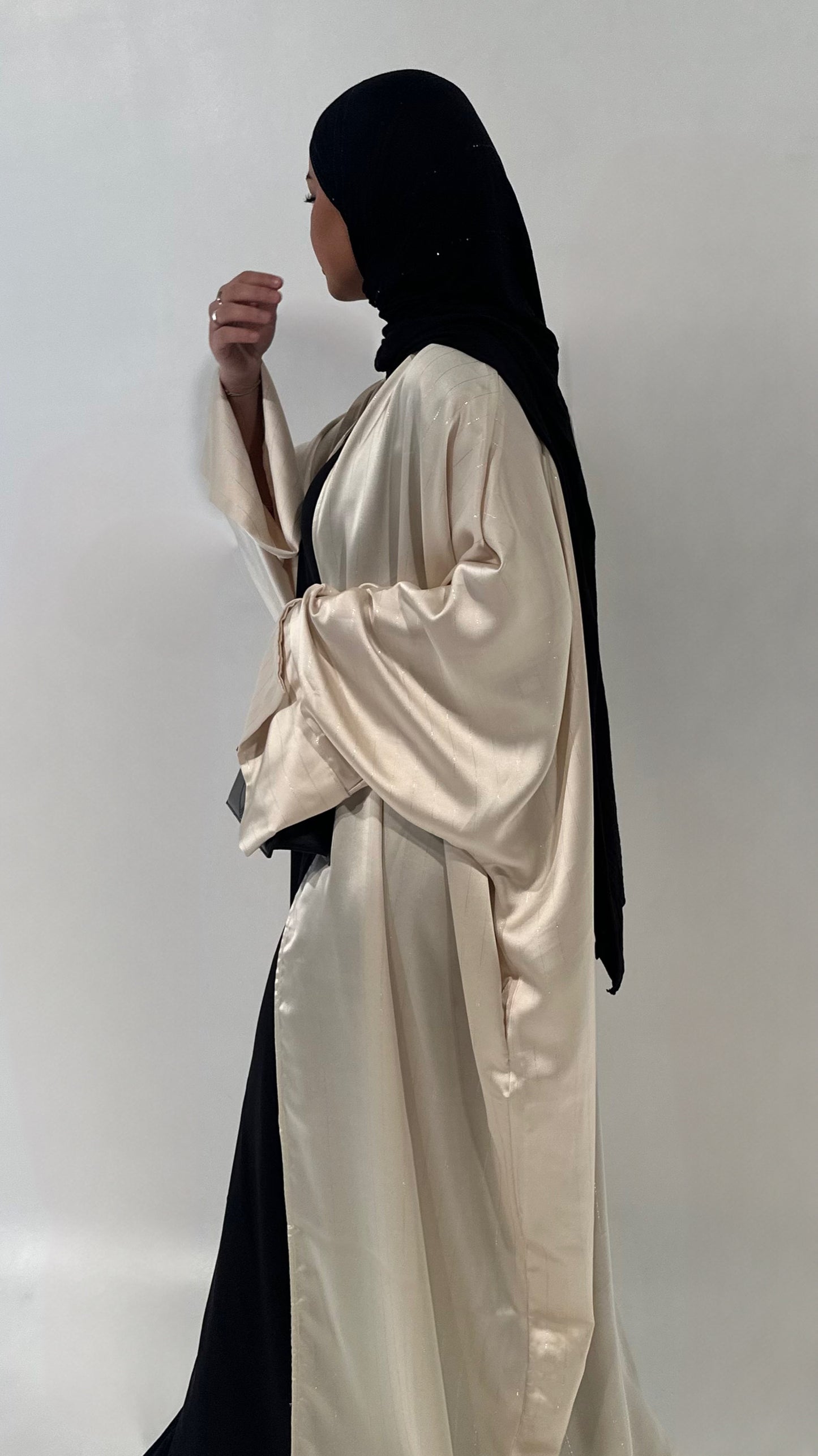 Kimono satin liseret Beige