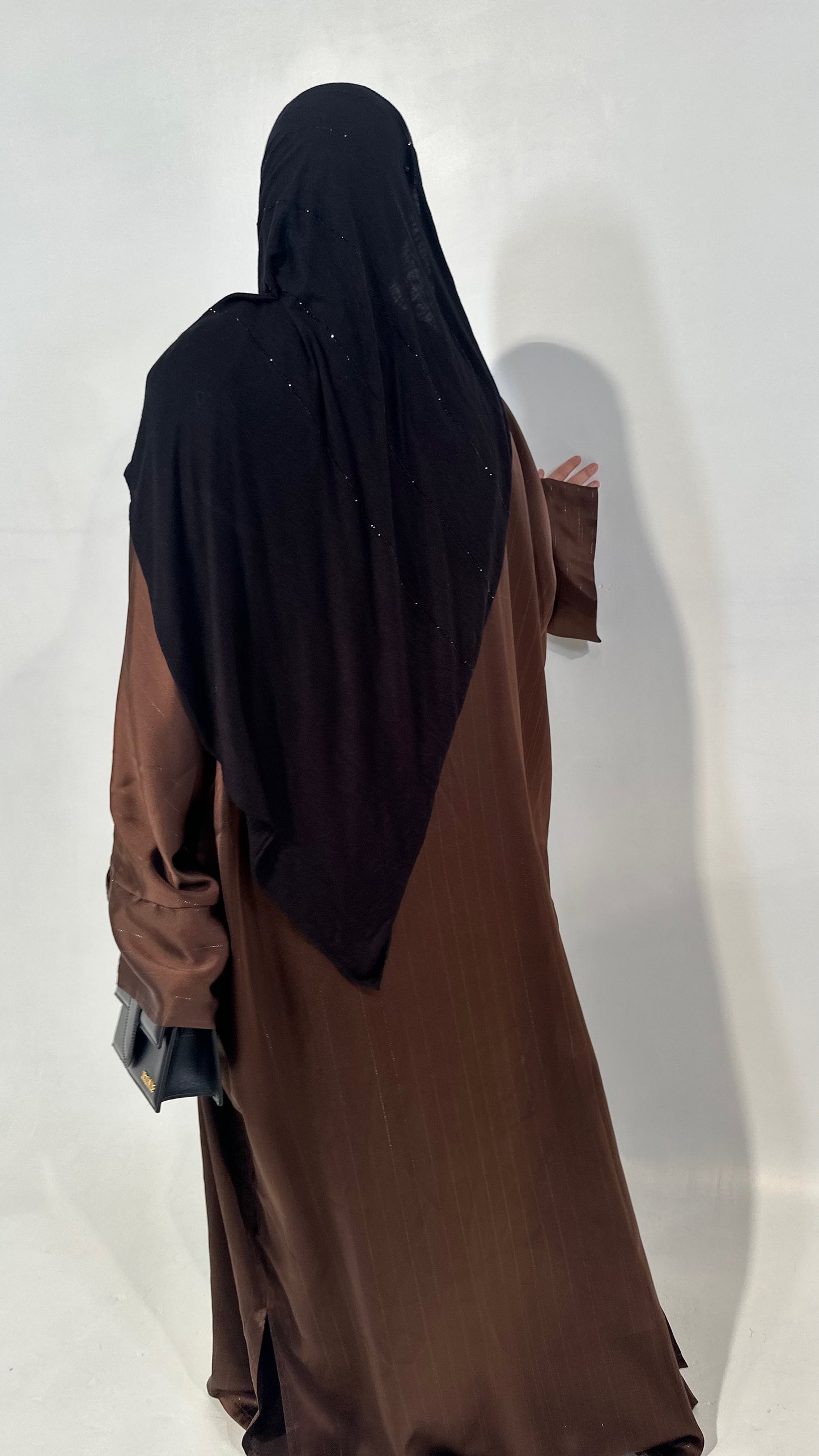 Kimono satin liseret Marron