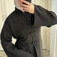 Abaya Harmonie - Effet Lin - Noir