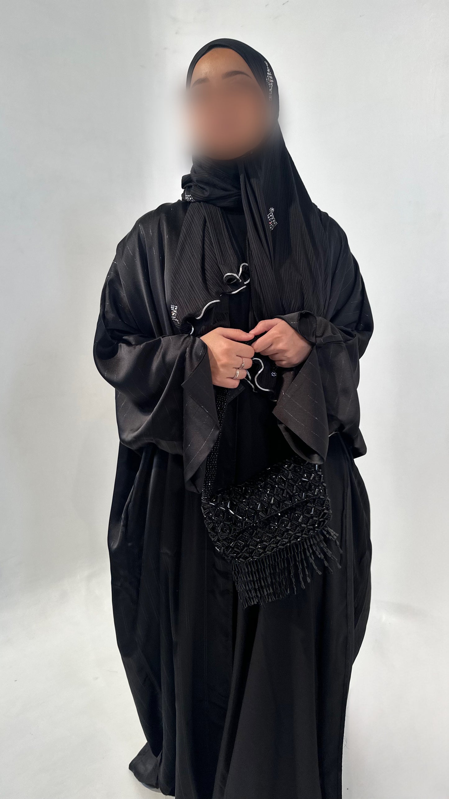 Kimono satin liseret Noir