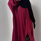 Kimono satiné rayé fuschia