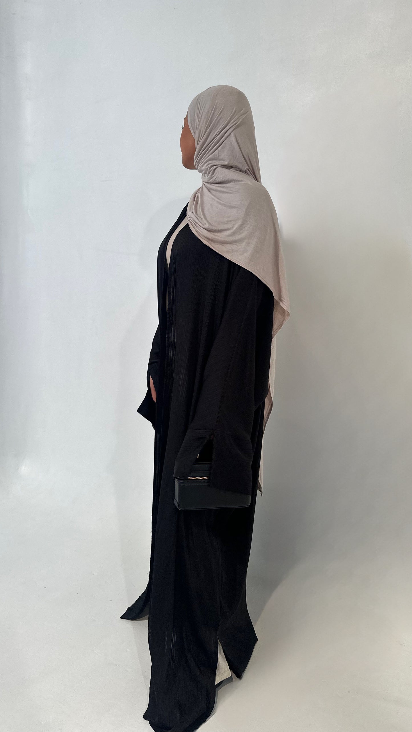 Kimono satiné rayé noir