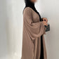 Kimono satiné rayé taupe