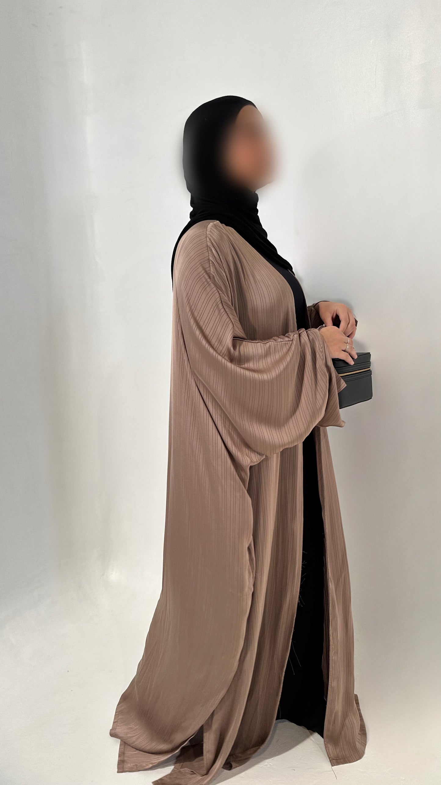 Kimono satiné rayé taupe