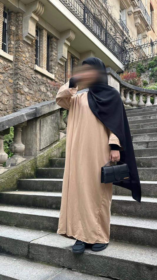 Robe tee-shirt longue - Camel clair