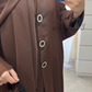 Kimono bouton en soie de médine MARRON CHOCOLAT