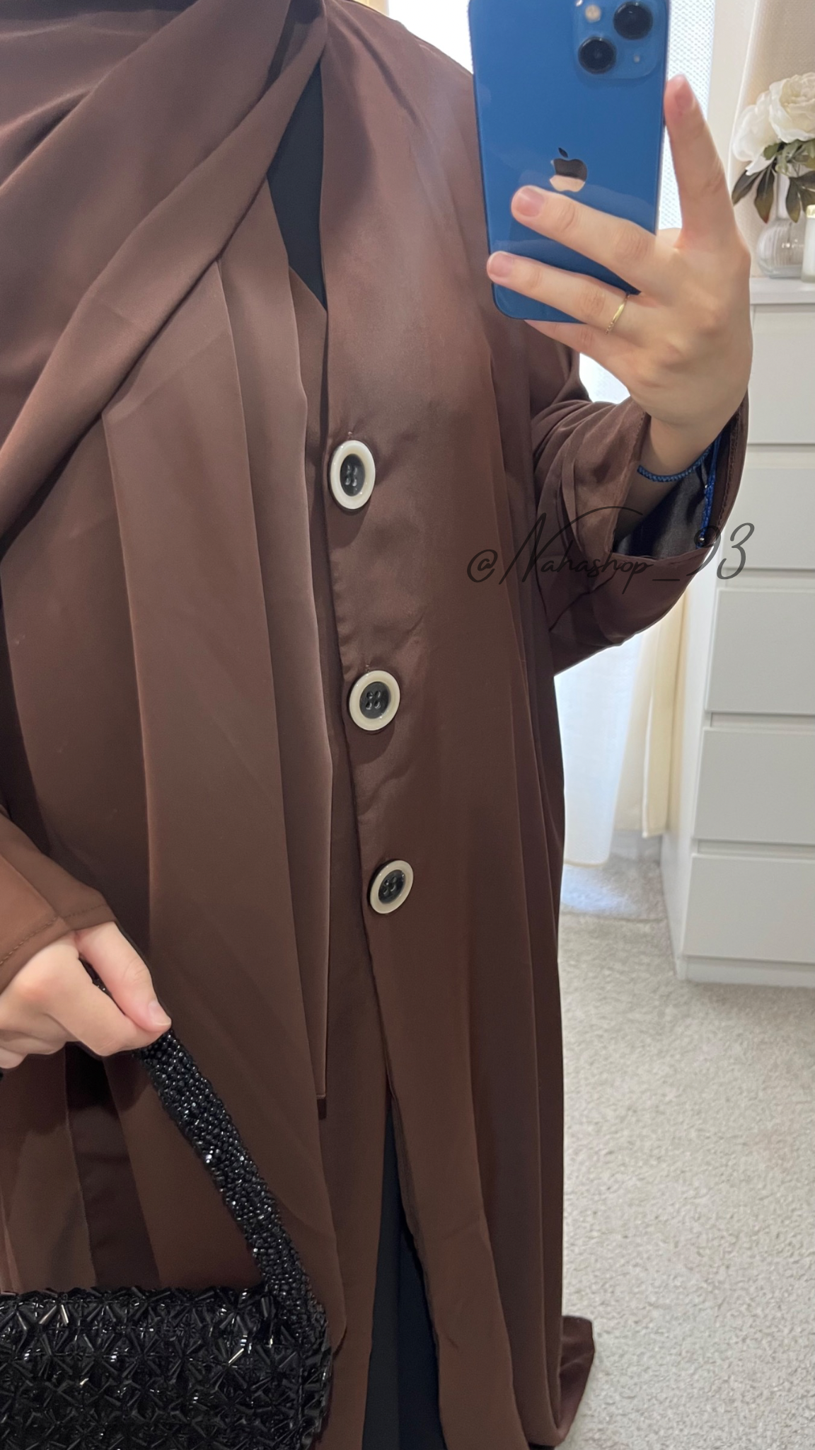 Medina silk button kimono CHOCOLATE BROWN