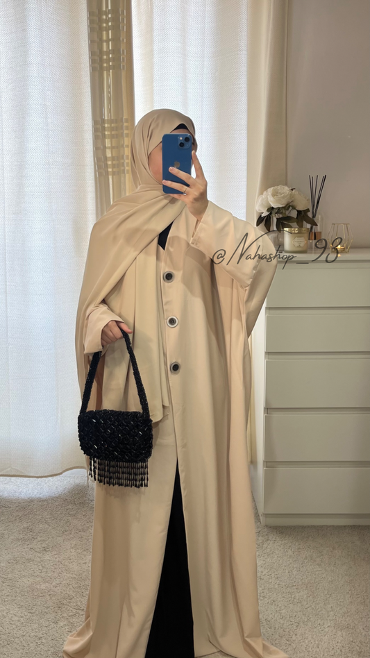 BEIGE Medina silk button kimono