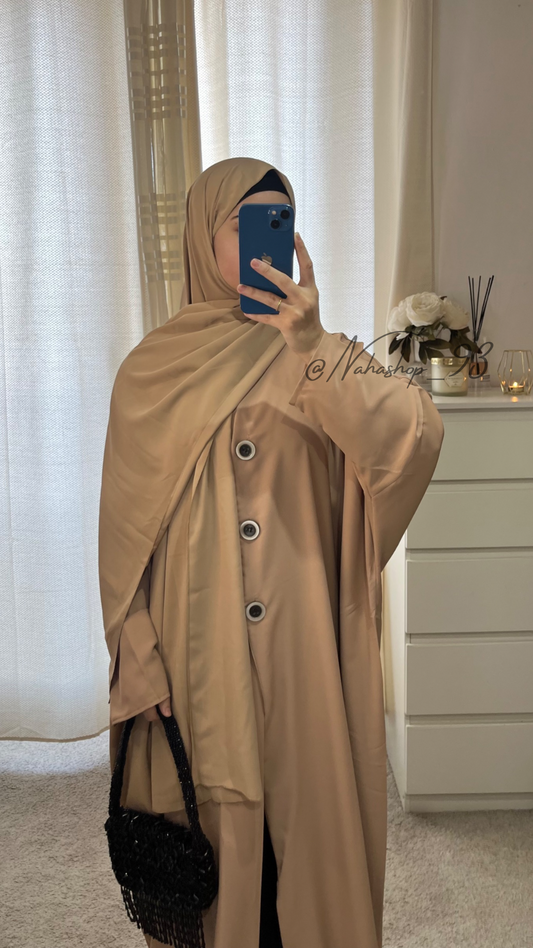 CAMEL LIGHT Medina silk button kimono