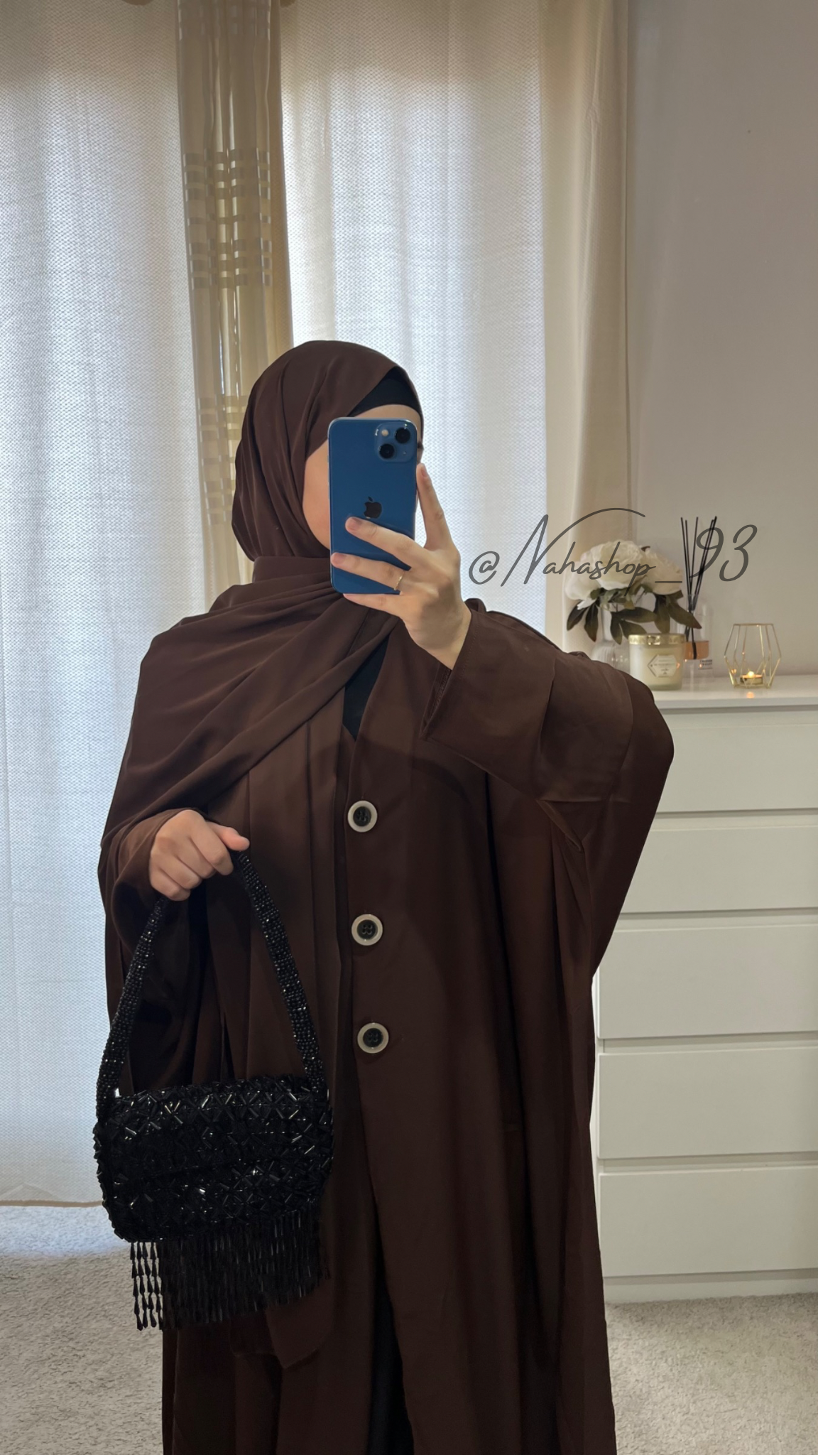 Medina silk button kimono CHOCOLATE BROWN
