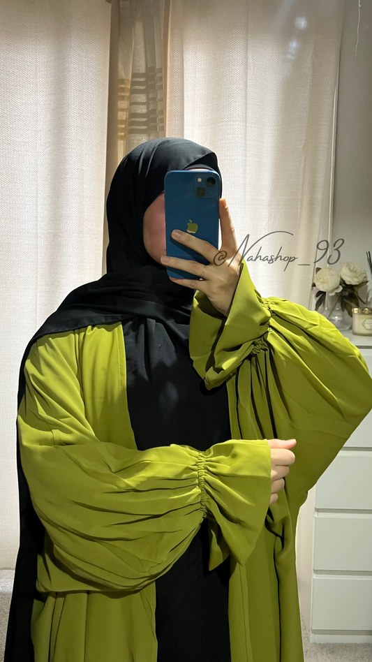 Tulip sleeve kimono in Medina silk OLIVE GREEN