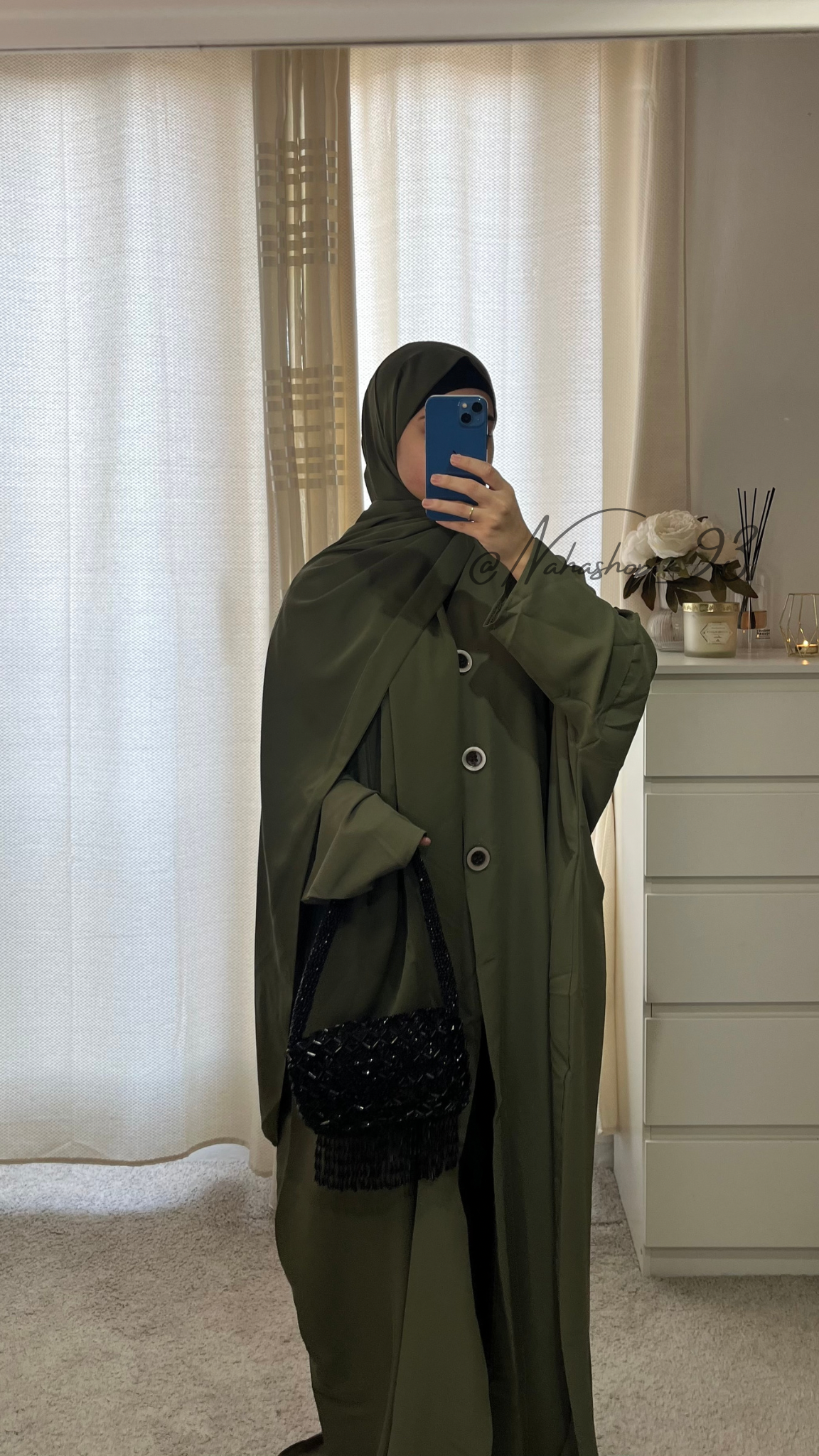 KHAKI medina silk button kimono