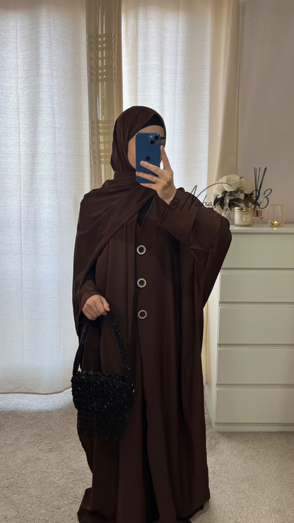 Medina silk button kimono CHOCOLATE BROWN