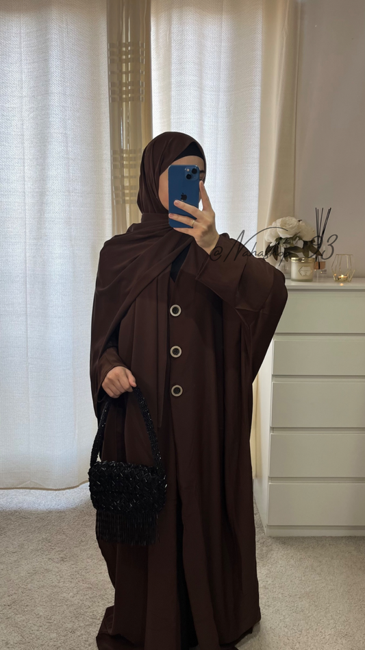 Medina silk button kimono CHOCOLATE BROWN