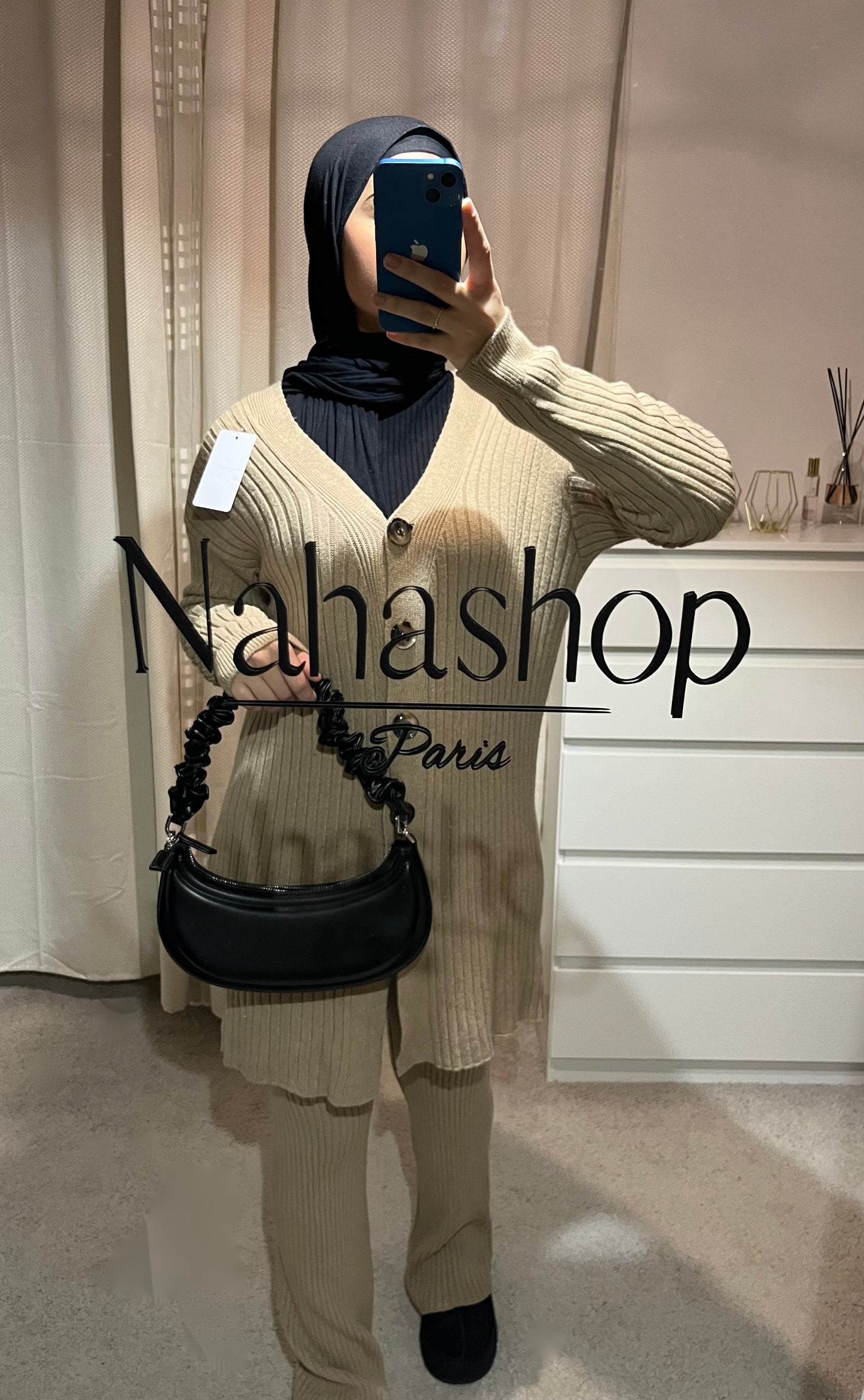 Ensemble en maille bouton CAMEL