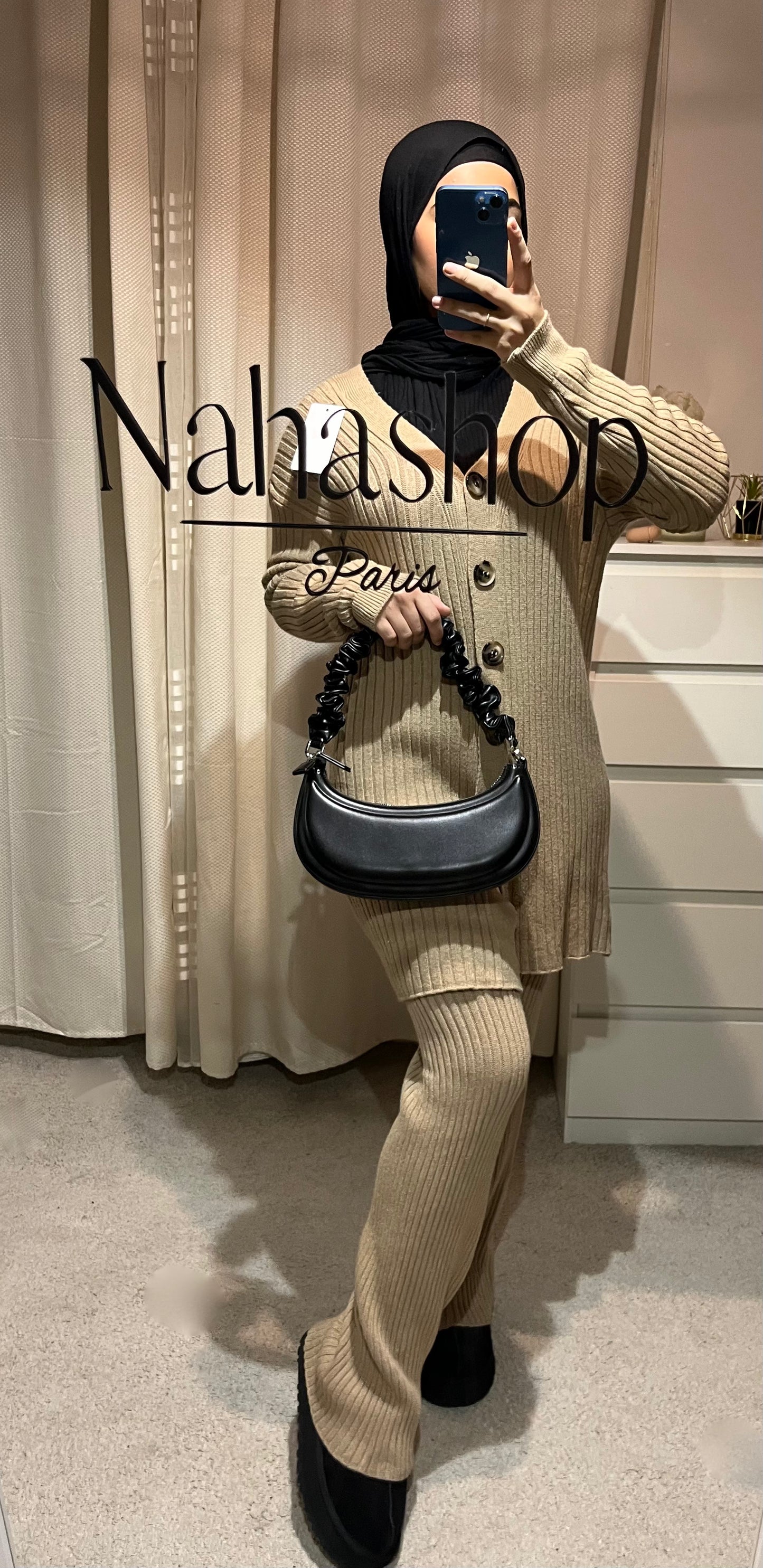 Ensemble en maille bouton CAMEL