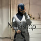 Ensemble en maille bouton TAUPE
