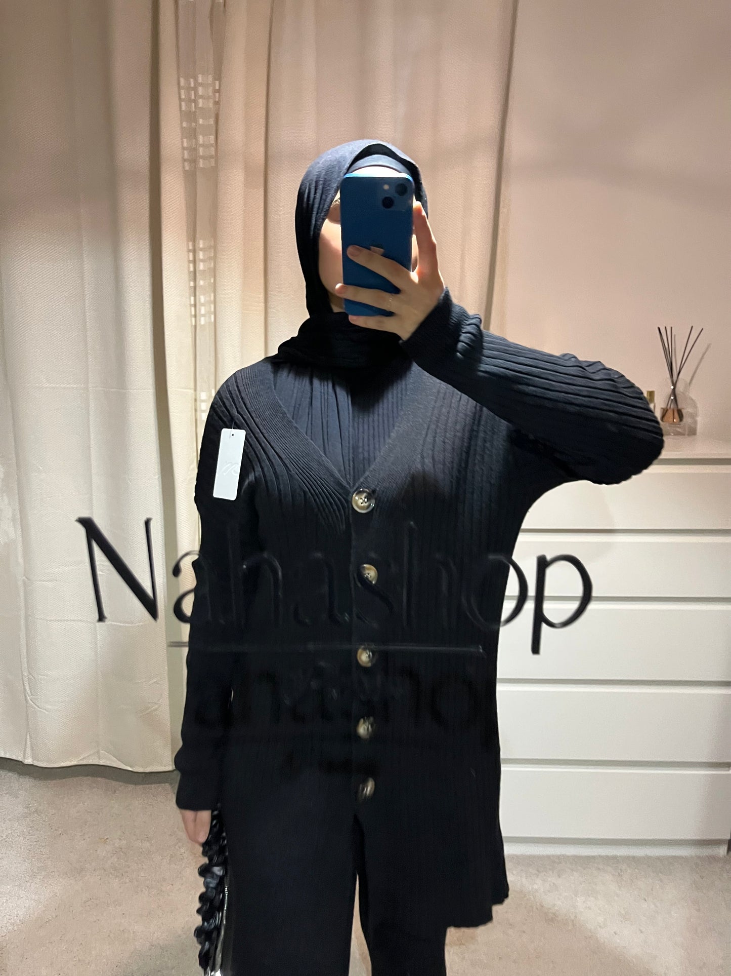 Button knit set BLACK