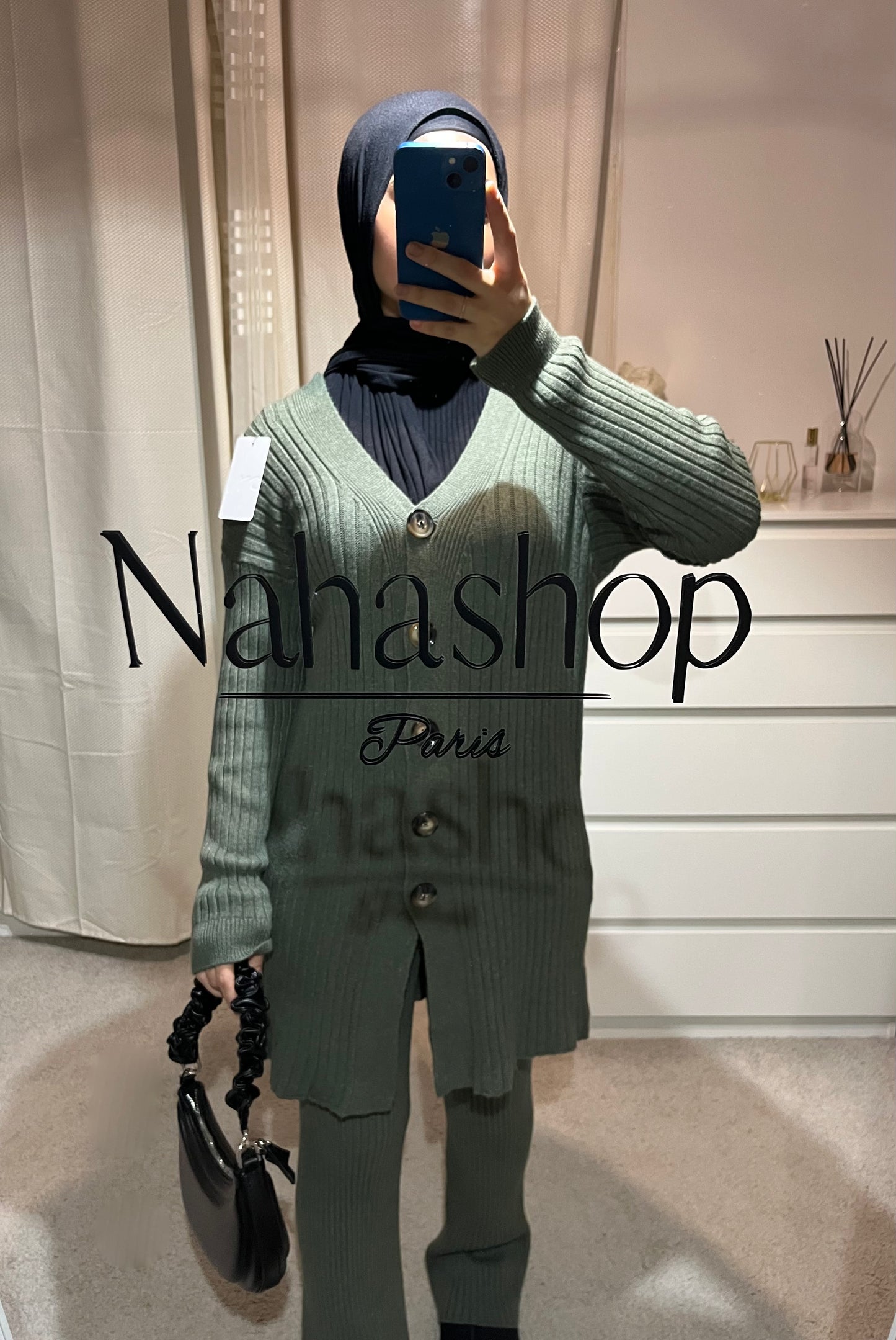 Button knit set GREEN