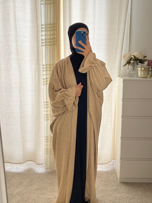 Fine knit tulip sleeve kimono BEIGE