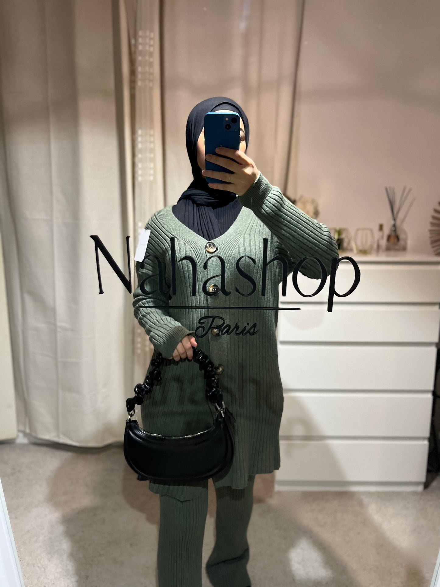 Button knit set GREEN