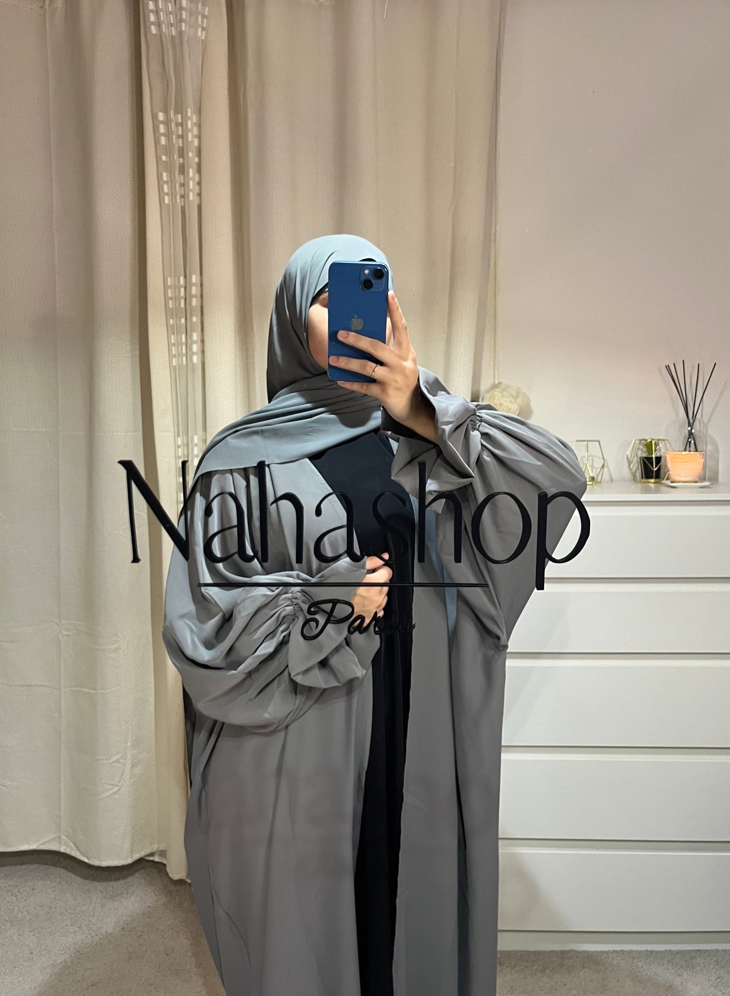 Medina silk tulip sleeve kimono GRAY