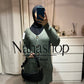 Ensemble en maille bouton VERT